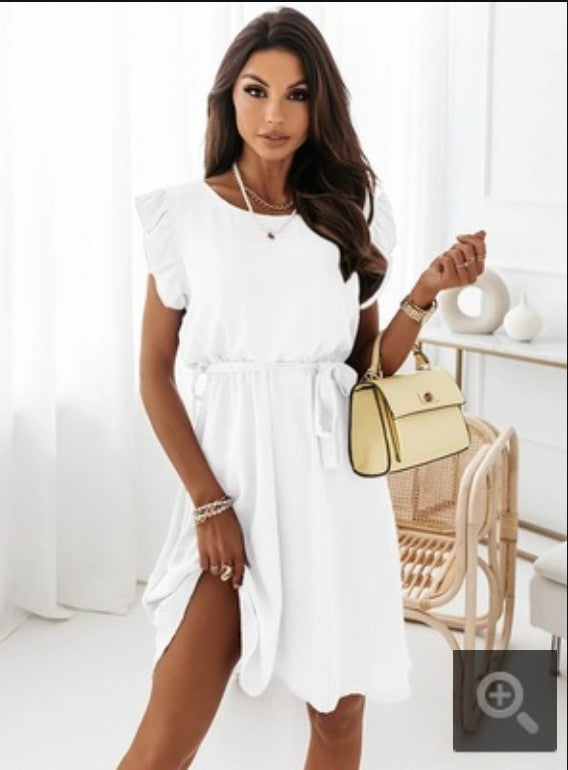 Lunimesd Ruffle Waist Lace-Up Dress(4 colors)