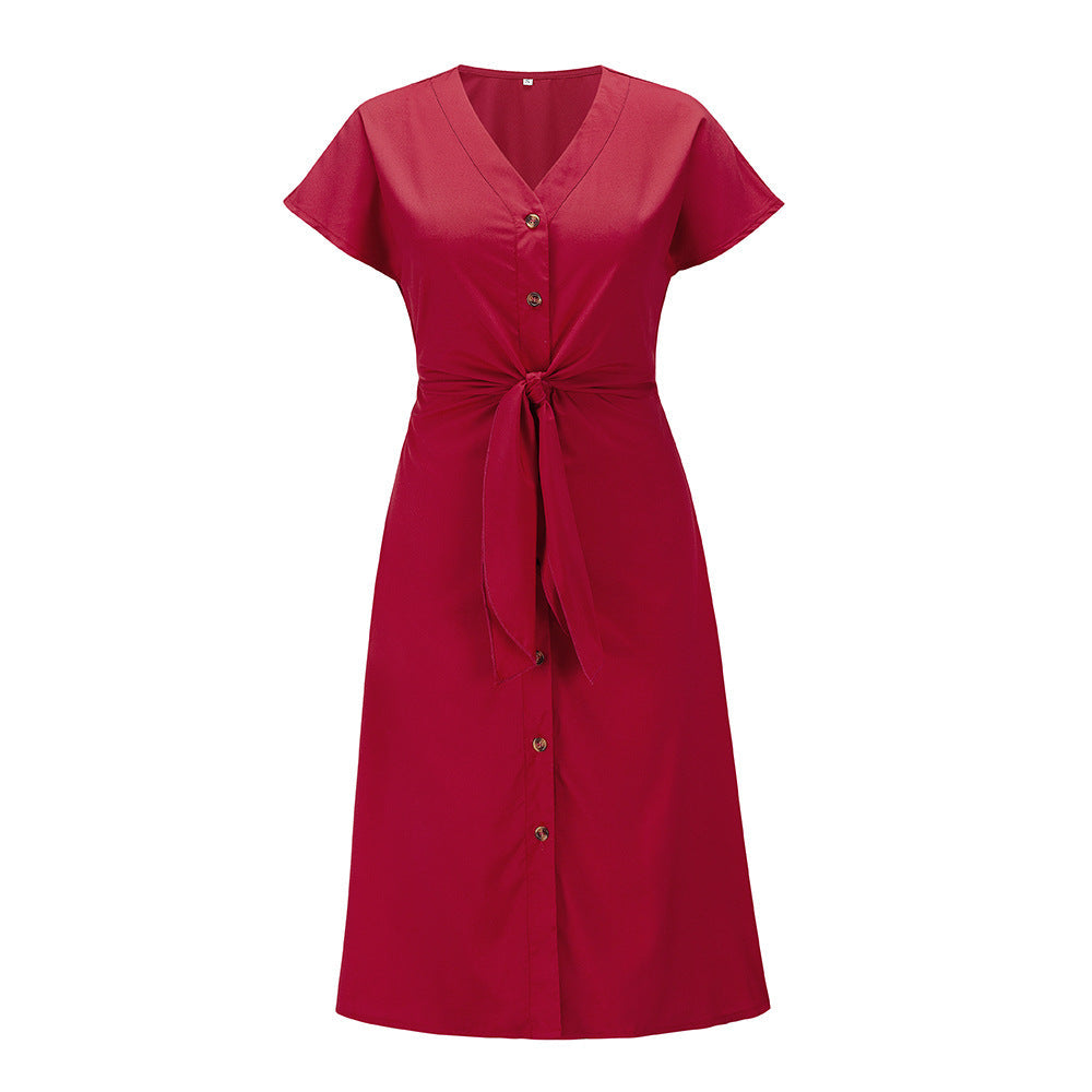 Lunimesd Button V-Neck Strap Dress
