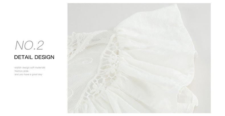 Lunimesd Lace Ruffle Round Neck Top