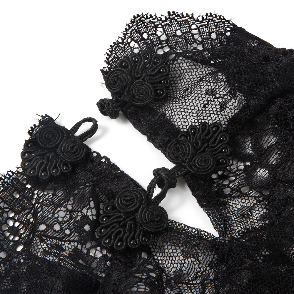 🖤 Delicate Floral Lace Full-Face Hood – Elegant Sensual Accessory 🖤