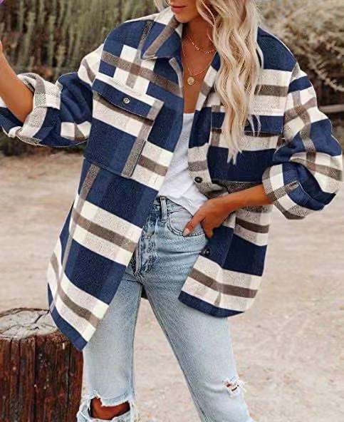 Lunimesd Loose Plaid Shirt Coat