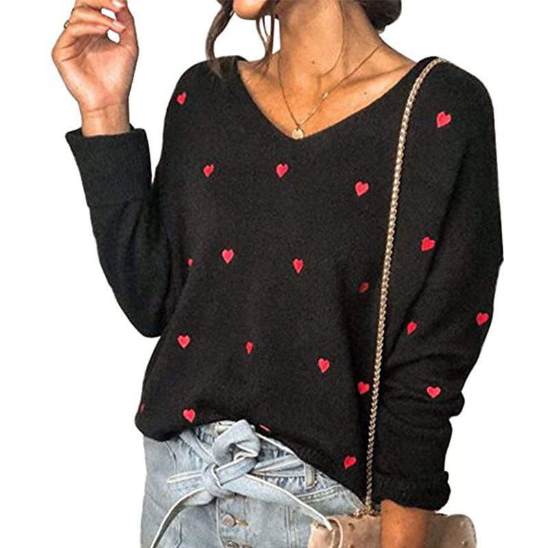 Lunimesd Love Polka Dot V-Neck Sweater