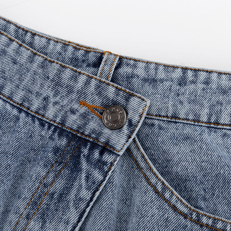 Lunimesd Raw Hem High Slit Maxi Denim Skirt