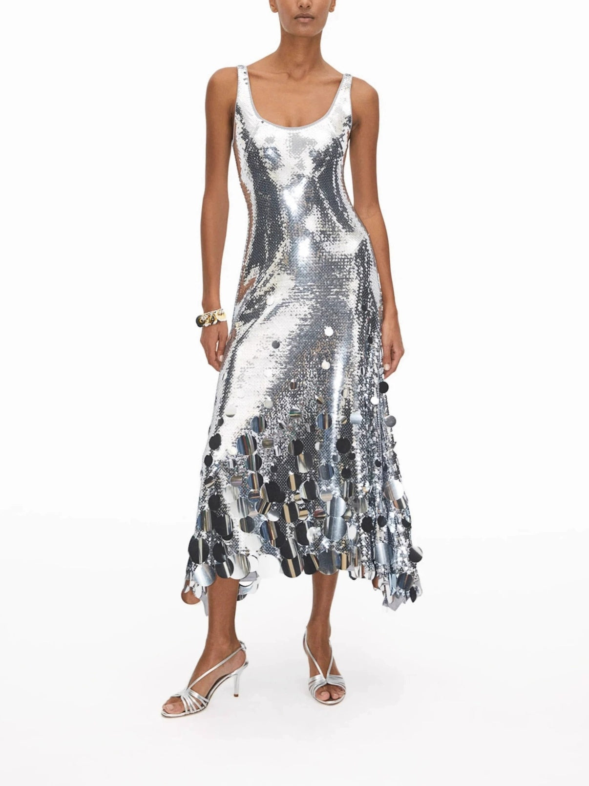 SEQUIN TASSEL BACK CUTOUT TANK MAXI DRESS