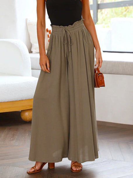 Lunimesd Drawstring Elastic Waist Wide Leg Baggy Pants(5 Colors )