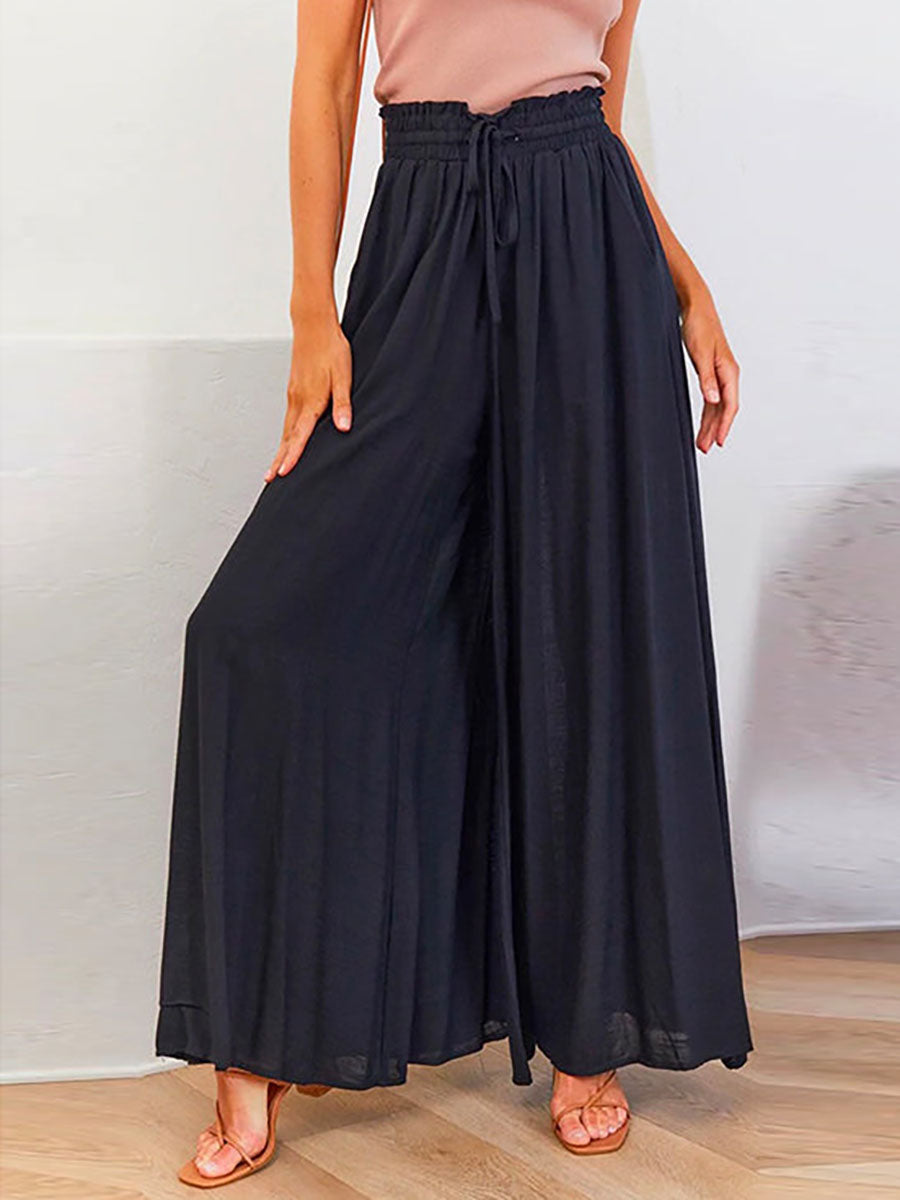 Lunimesd Drawstring Elastic Waist Wide Leg Baggy Pants(5 Colors )