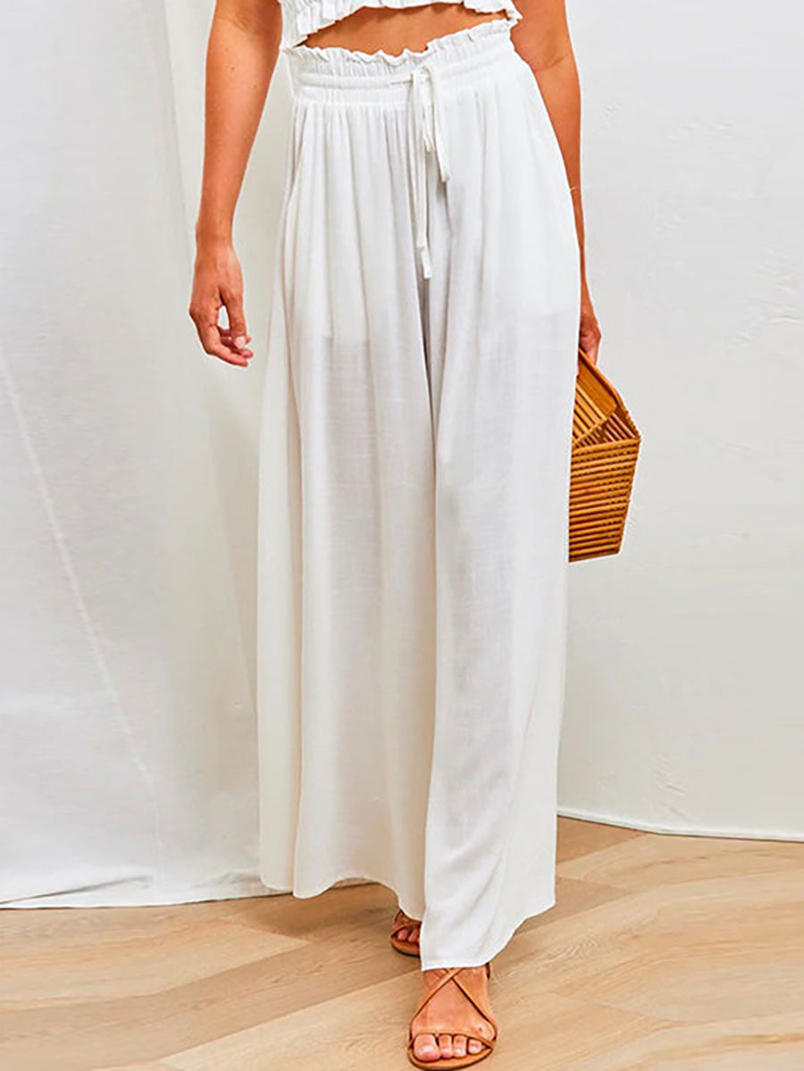 Lunimesd Drawstring Elastic Waist Wide Leg Baggy Pants(5 Colors )