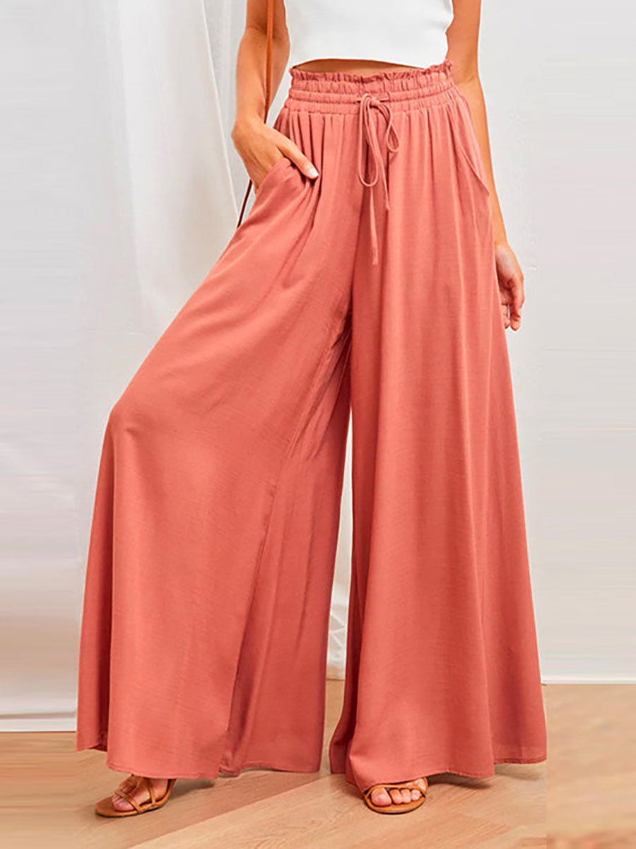 Lunimesd Drawstring Elastic Waist Wide Leg Baggy Pants(5 Colors )