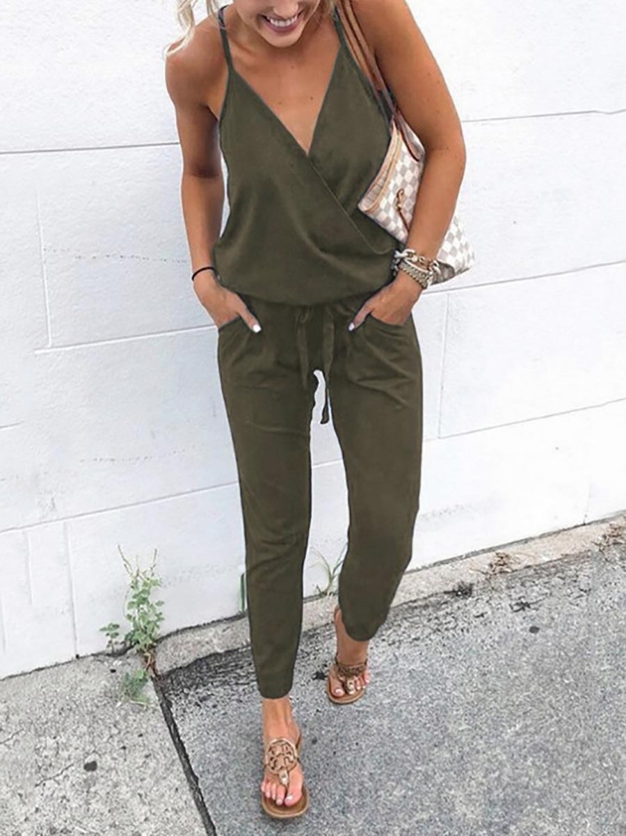 Lunimesd Lace-Up Backless Camisole Jumpsuit