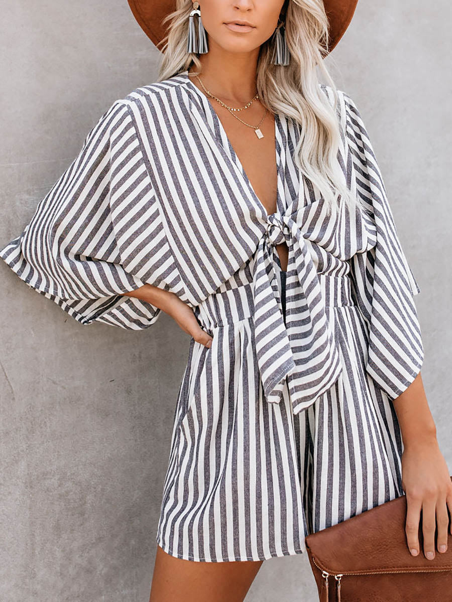 Lunimesd Wind In My Sails Cotton Pocketed Tie Romper