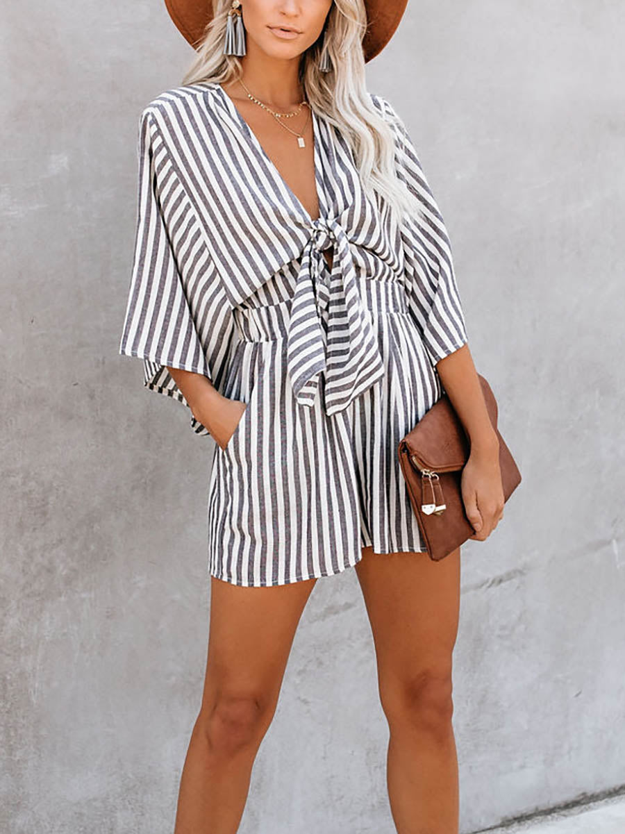 Lunimesd Wind In My Sails Cotton Pocketed Tie Romper