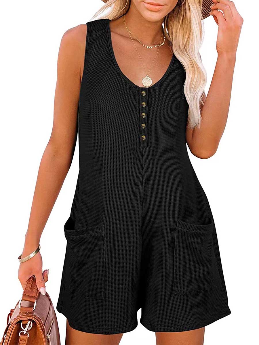 Lunimesd Casual Button Pocket Vest Jumpsuit