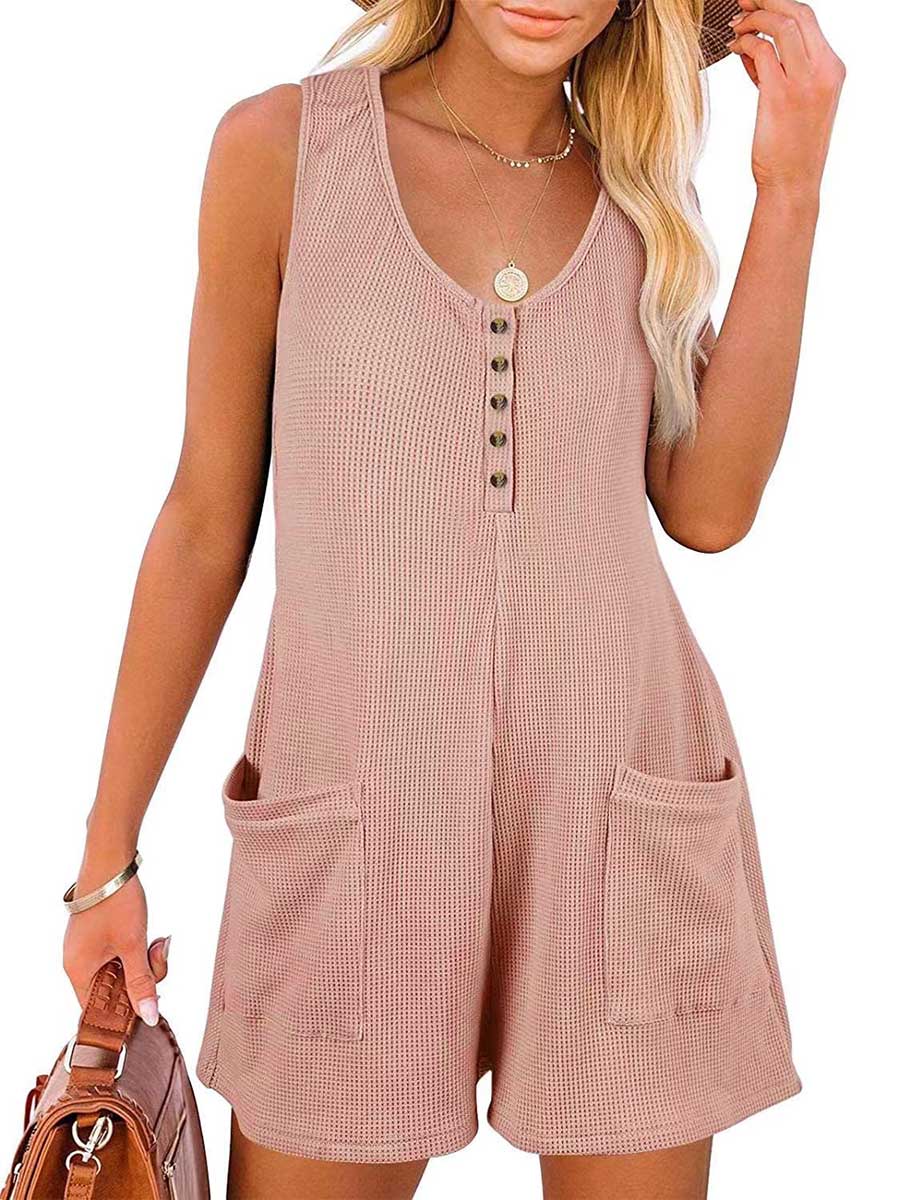 Lunimesd Casual Button Pocket Vest Jumpsuit