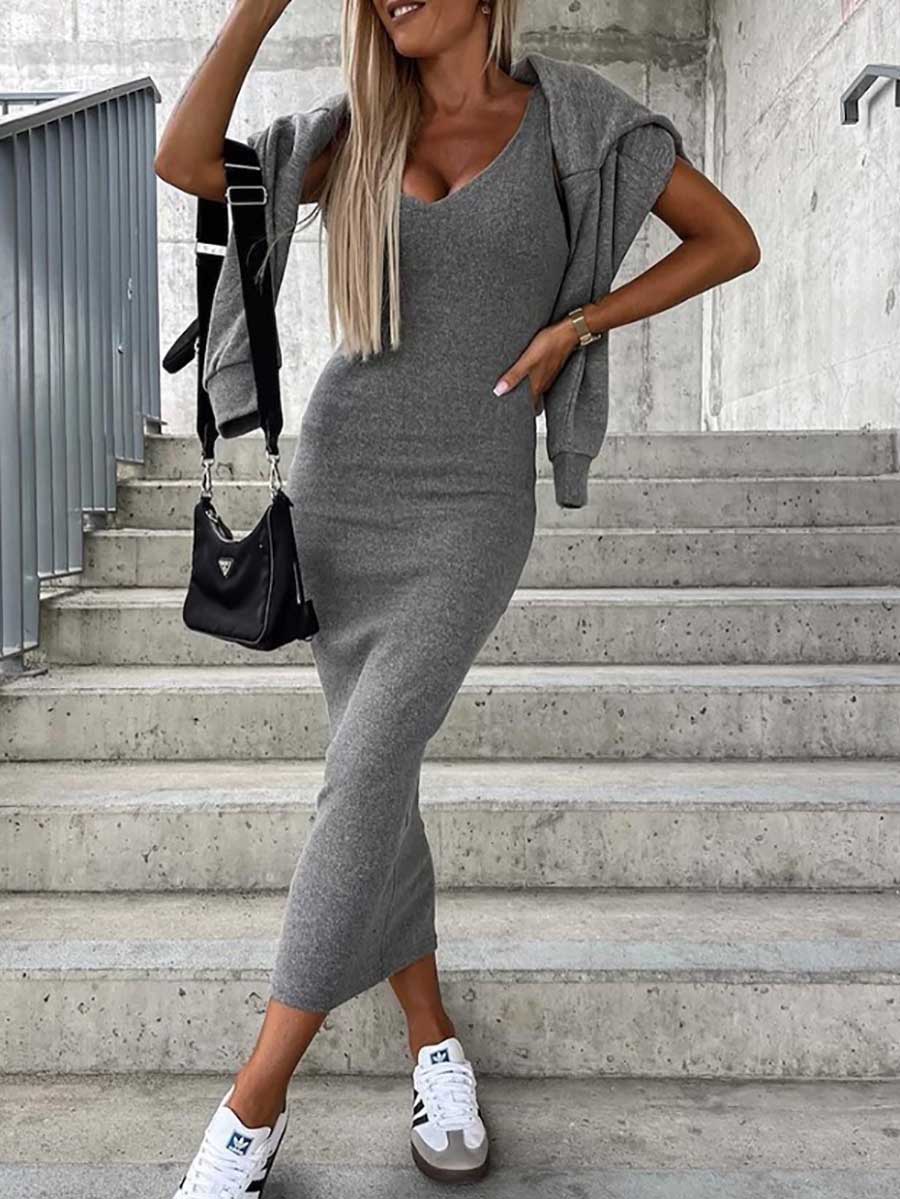 Lunimesd Sweatshirt Slim Dress 2-Piece Set
