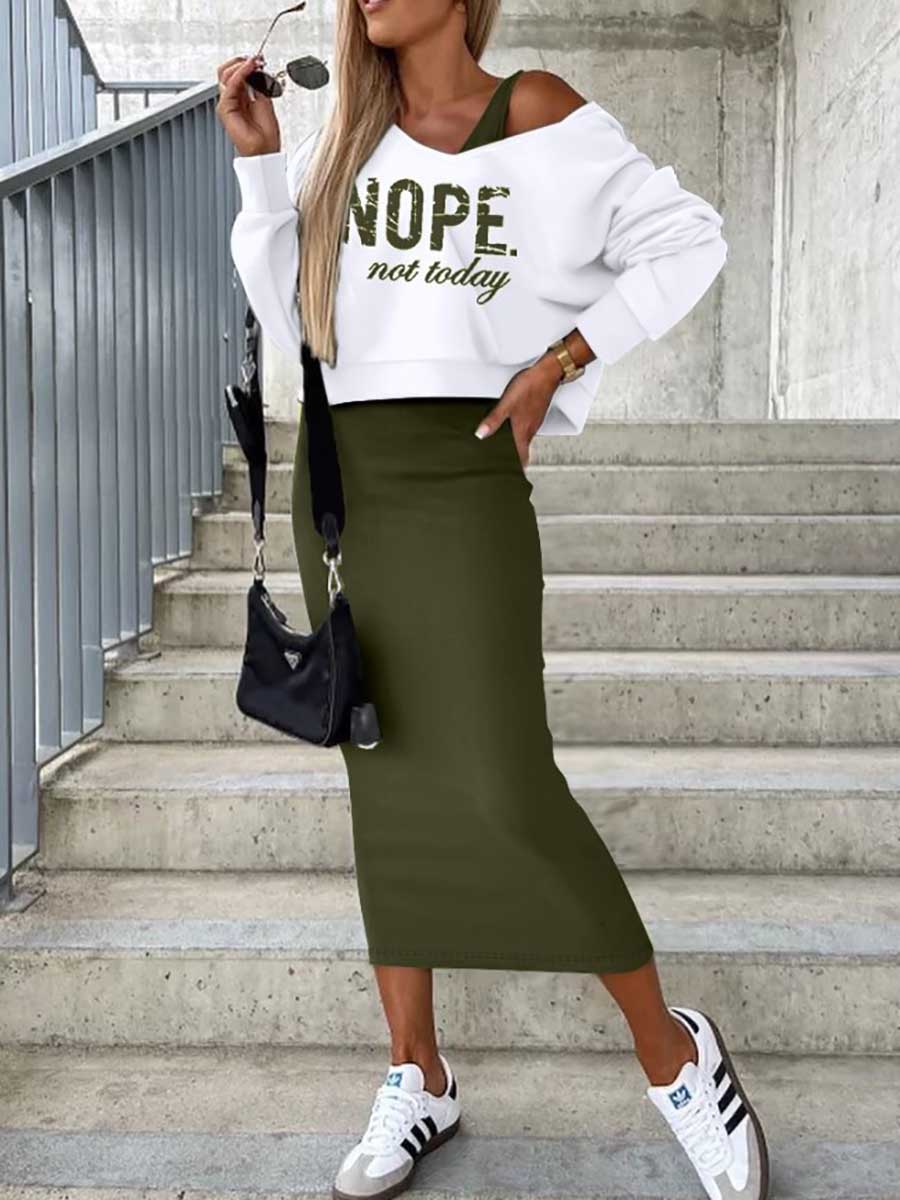 Lunimesd Sweatshirt Slim Dress 2-Piece Set