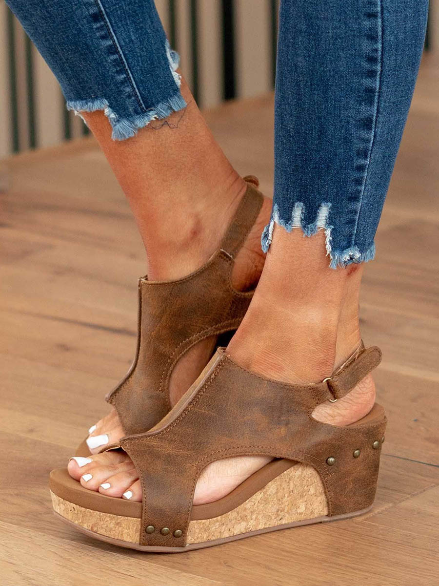 Lunimesd Mid Heel Wedge Sandals