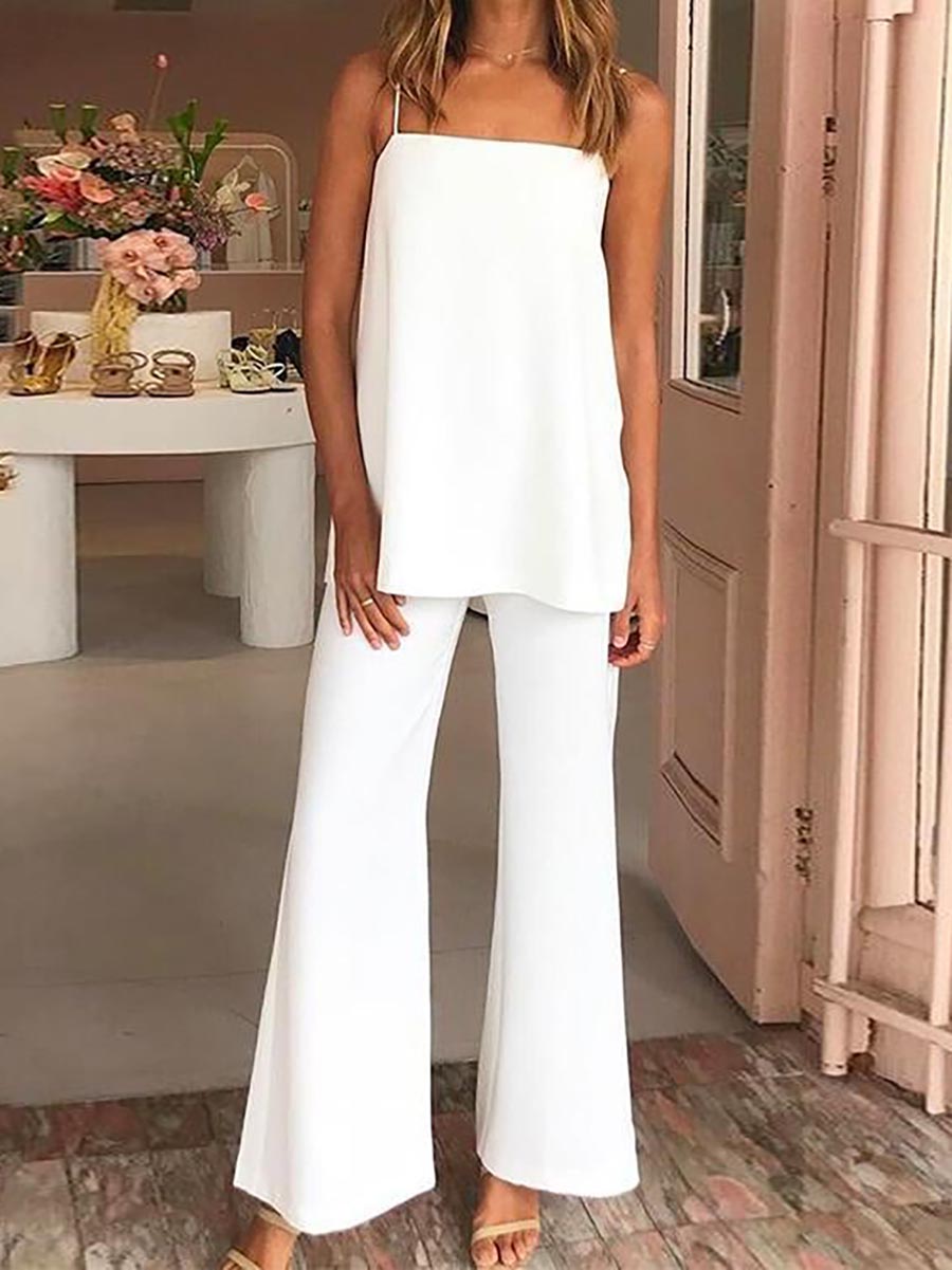 Lunimesd Solid Cami Top and Wide Leg Pants Set