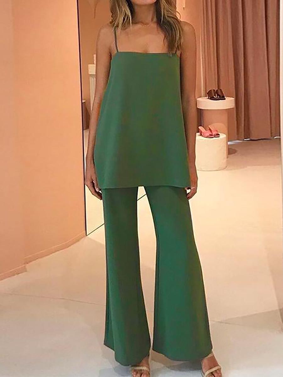 Lunimesd Solid Cami Top and Wide Leg Pants Set