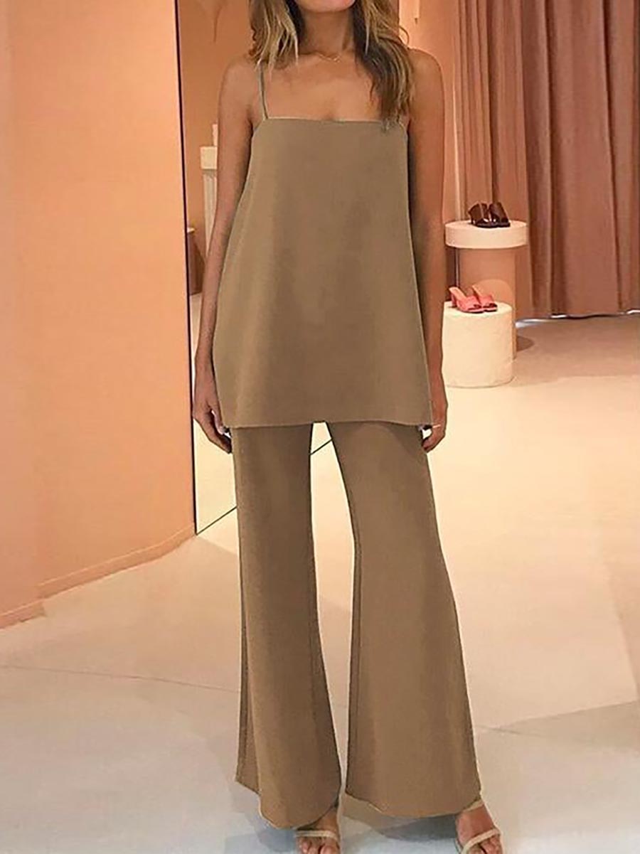 Lunimesd Solid Cami Top and Wide Leg Pants Set