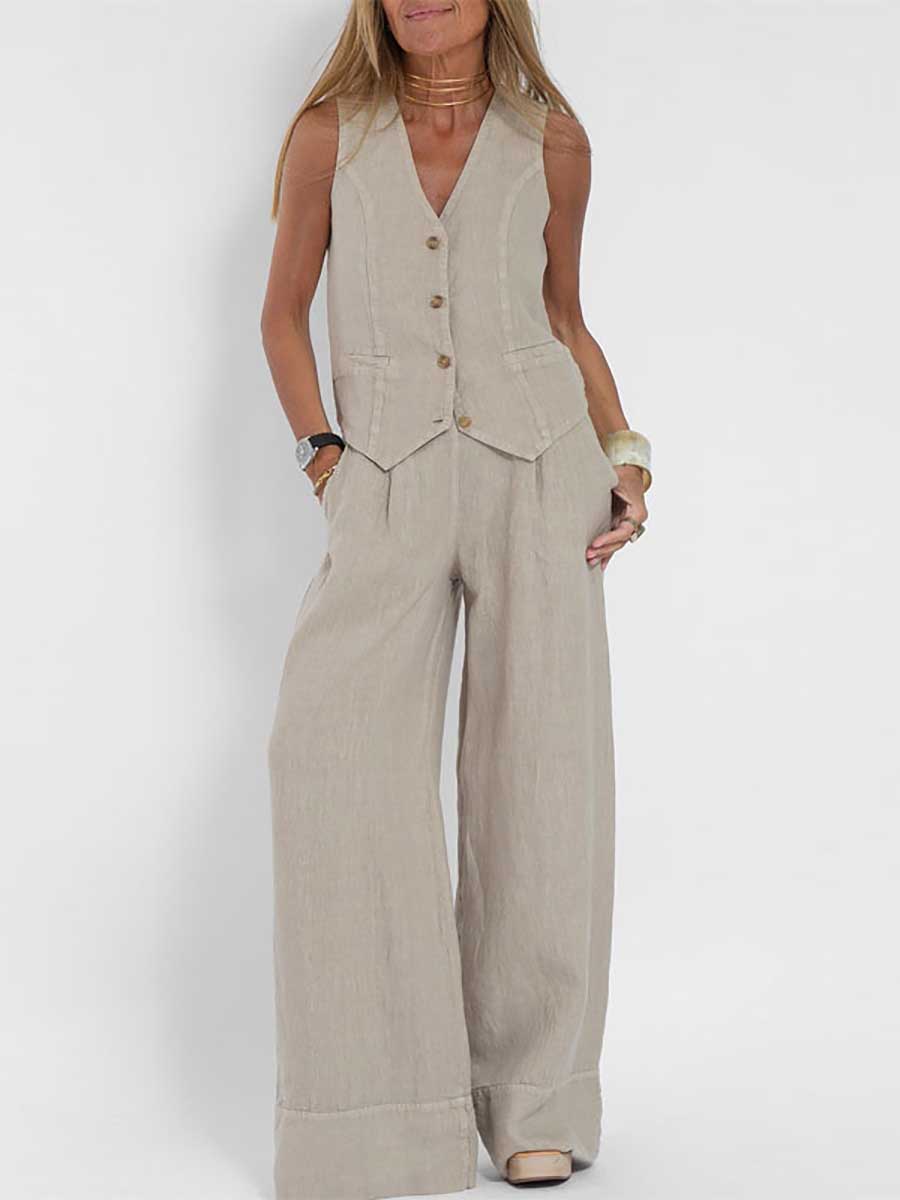 Lunimesd Fashion vest pants collage patchwork cotton leisure suit