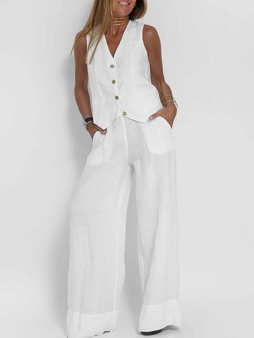 Fashion vest pants collage patchwork cotton leisure suit