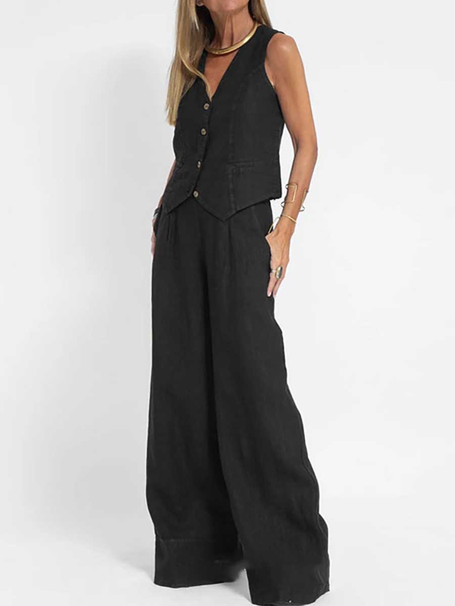 Fashion vest pants collage patchwork cotton leisure suit