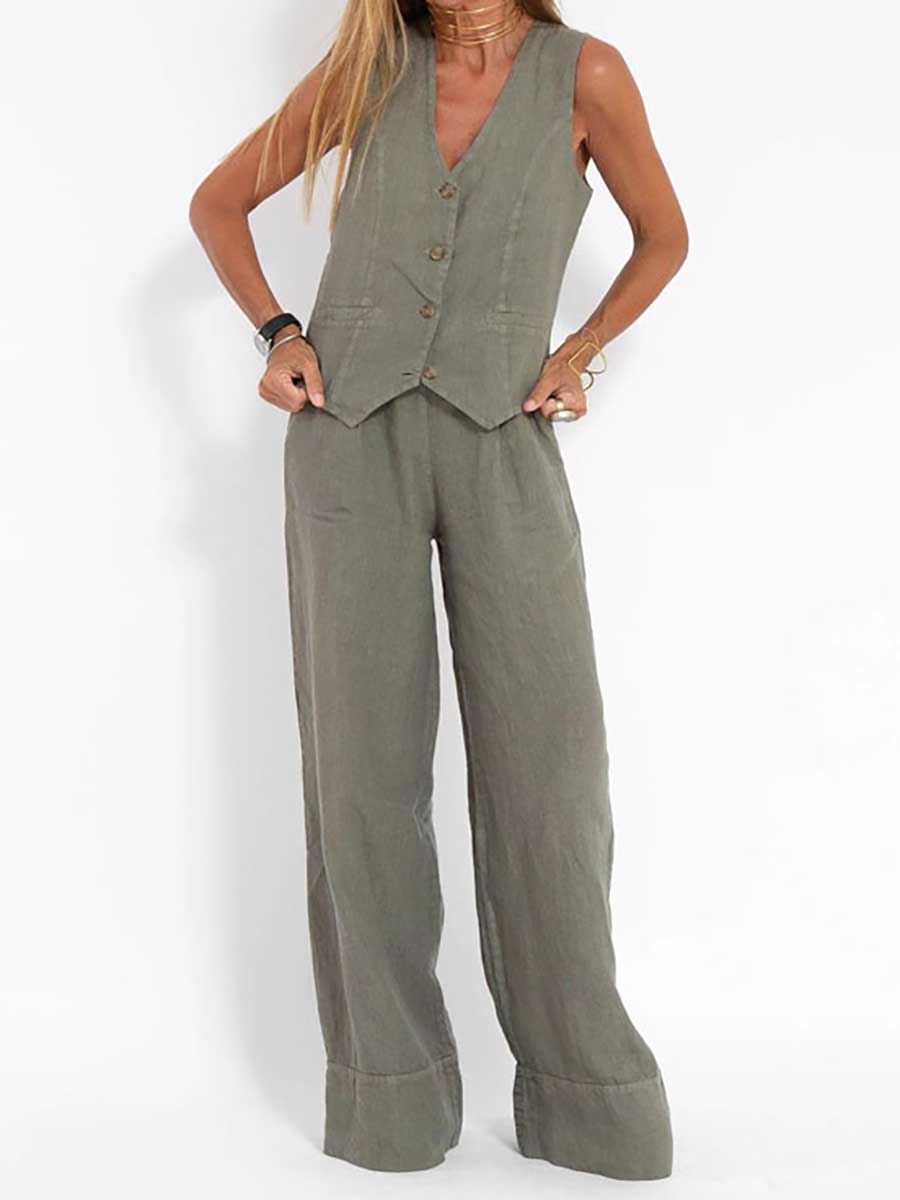 Lunimesd Fashion vest pants collage patchwork cotton leisure suit