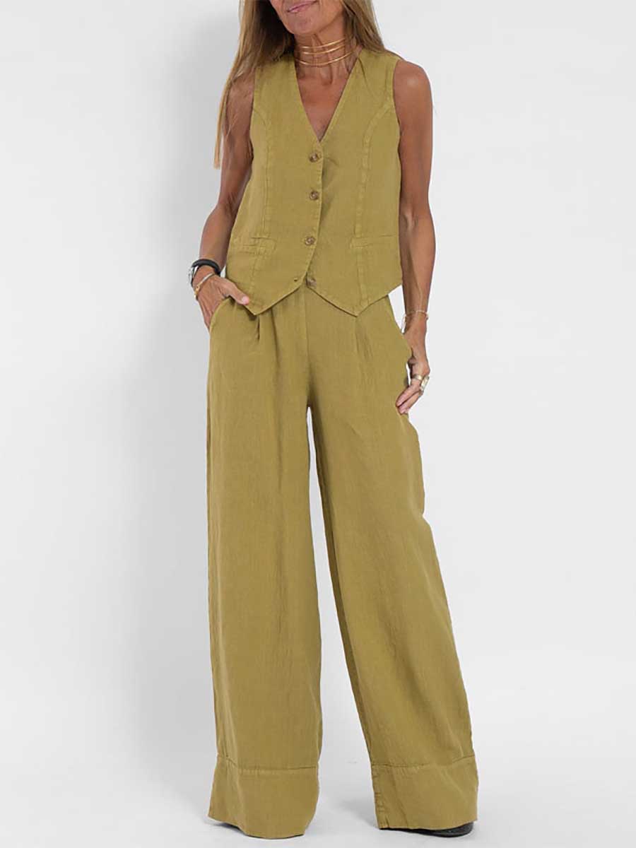 Fashion vest pants collage patchwork cotton leisure suit