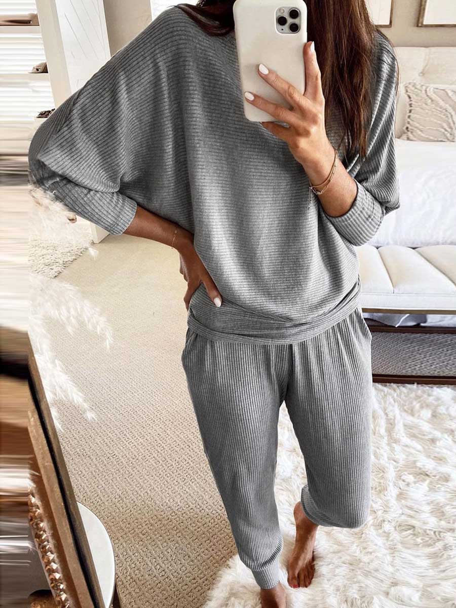 Lunimesd Long Sleeve Knit Sweatshirt Loungewear