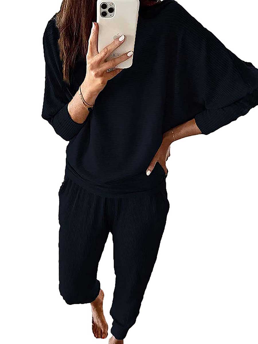 Lunimesd Long Sleeve Knit Sweatshirt Loungewear