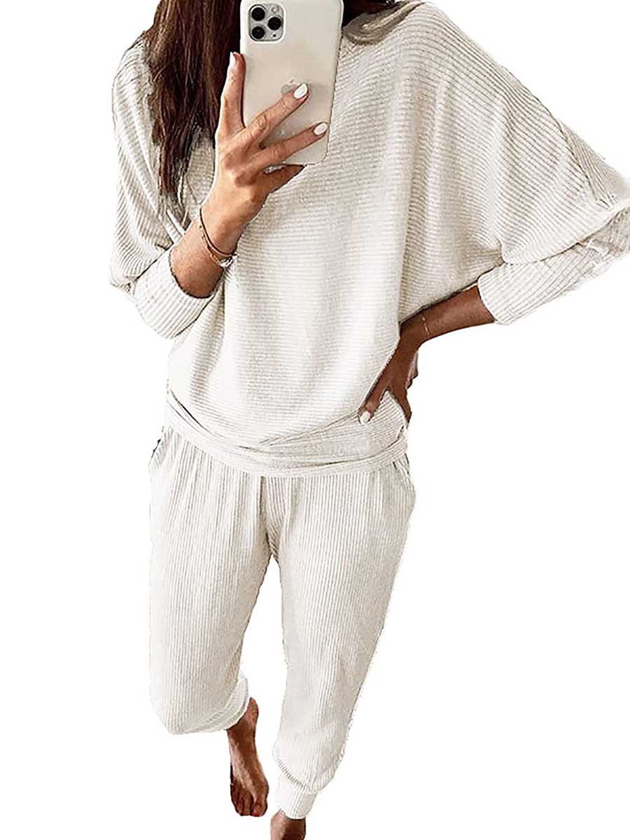 Lunimesd Long Sleeve Knit Sweatshirt Loungewear