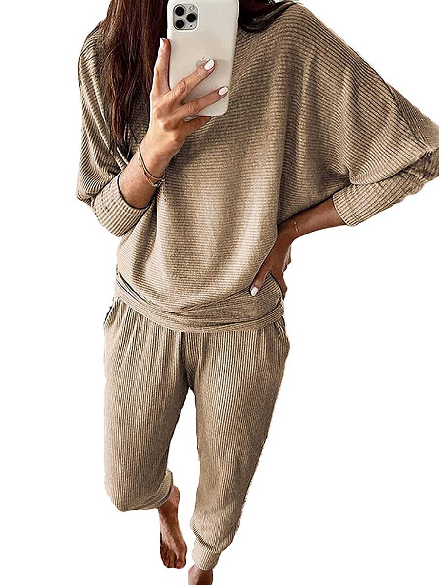 Lunimesd Long Sleeve Knit Sweatshirt Loungewear