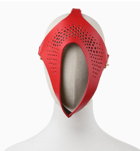 Perforated Leather Asymmetric Mask – Futuristic Industrial Accessory 173