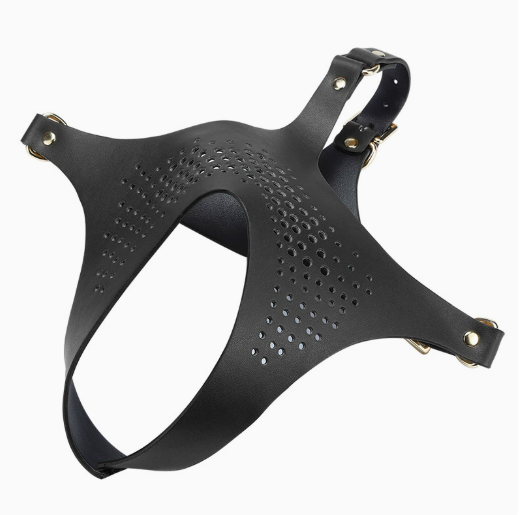Perforated Leather Asymmetric Mask – Futuristic Industrial Accessory 173