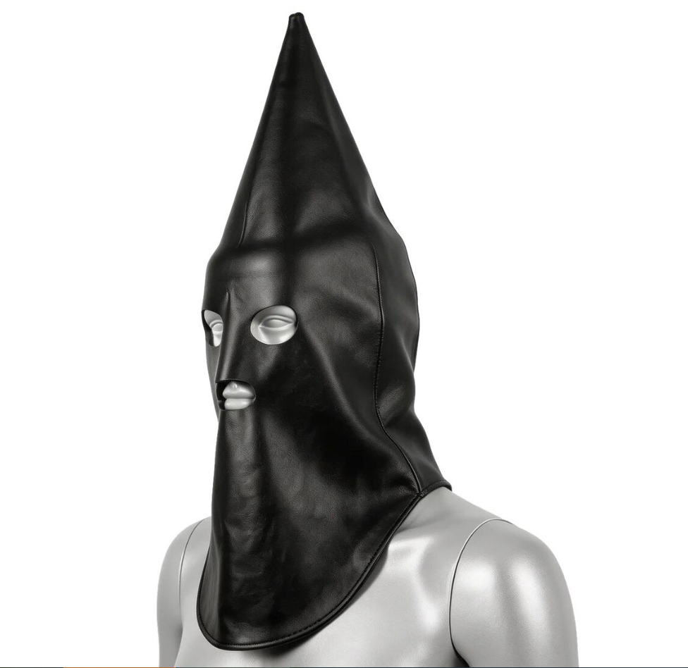 Black Leather Pointed Hood – Futuristic Mysterious Accessory 200