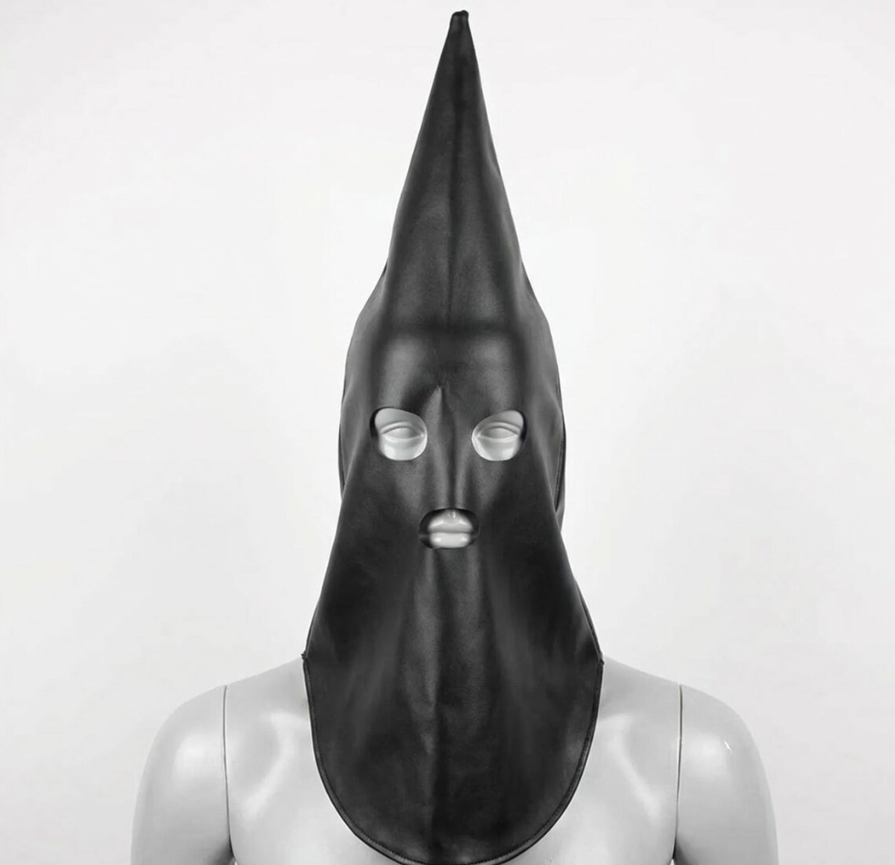 Black Leather Pointed Hood – Futuristic Mysterious Accessory 200