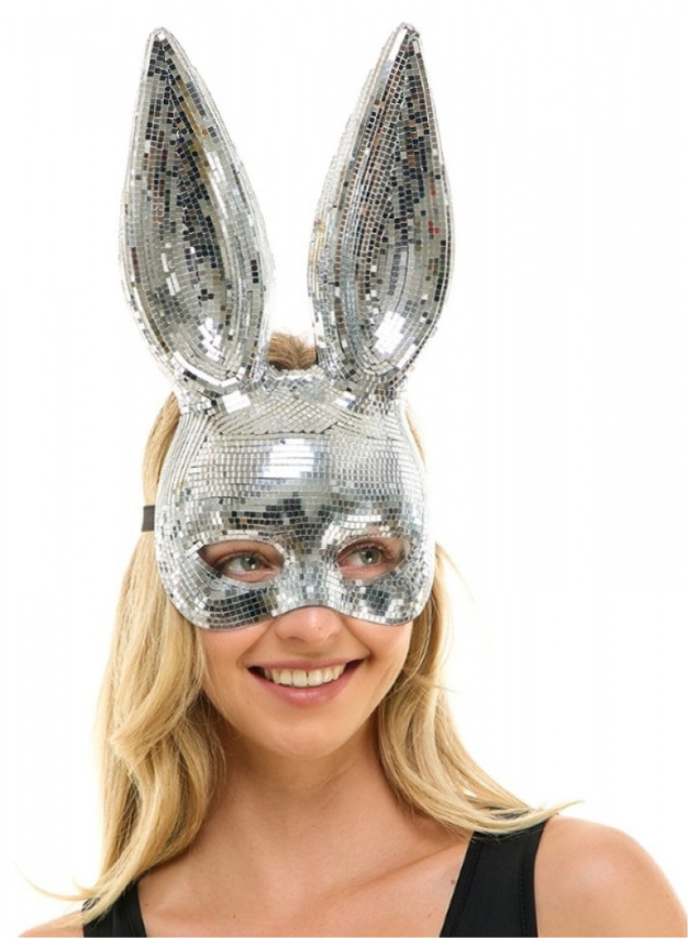 Gorgeous and unique disco mirror glass bunny rabbit masquerade mask 203