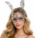 Silver Filigree Bunny Ear Masquerade Mask 205