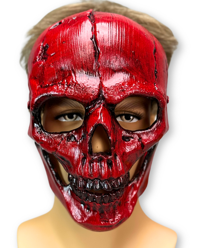Red Distressed Skull Half-Face Mask 206