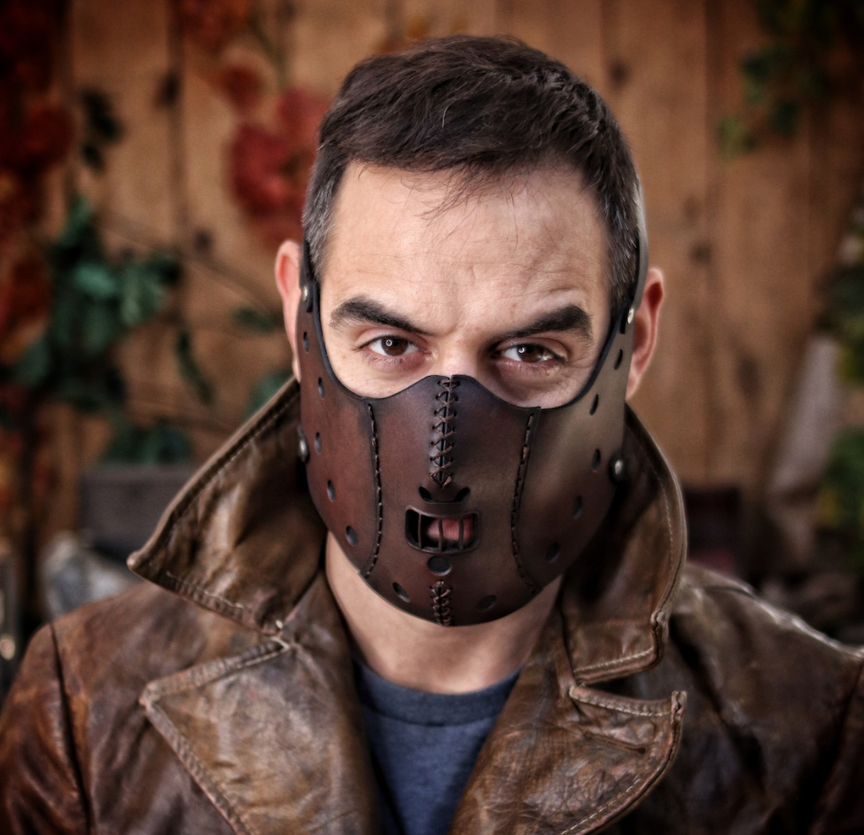 Hannibal Lecter Leather Face Mask Horror Halloween Costume Accessory for Cosplay 210