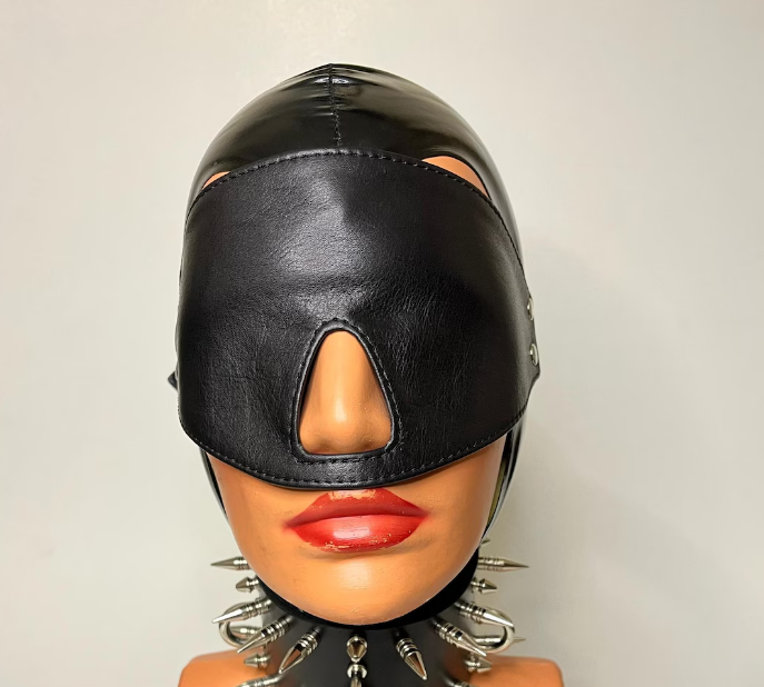Black Leather Nose Cutout Eye Mask 211