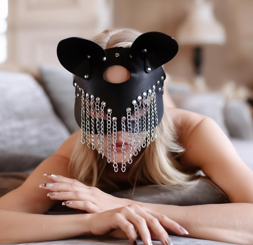 Cat Ear Leather Mask - BDSM Cosplay Cat Mask Gift for Couples Anniversary Birthday 213