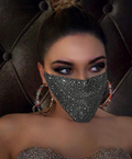Silver Rhinestone Mesh Face Mask 217