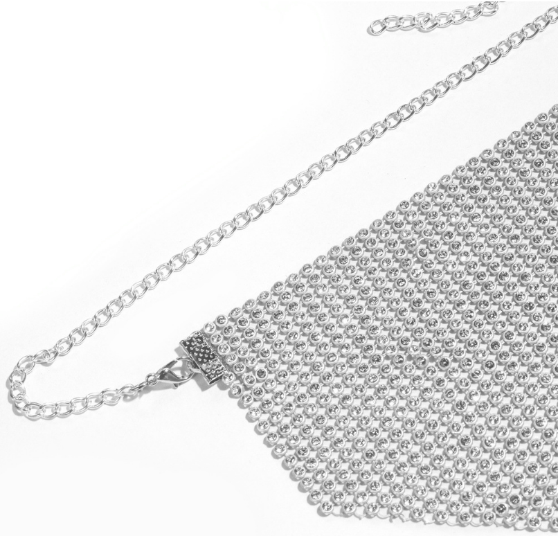 Silver Rhinestone Mesh Face Mask 217