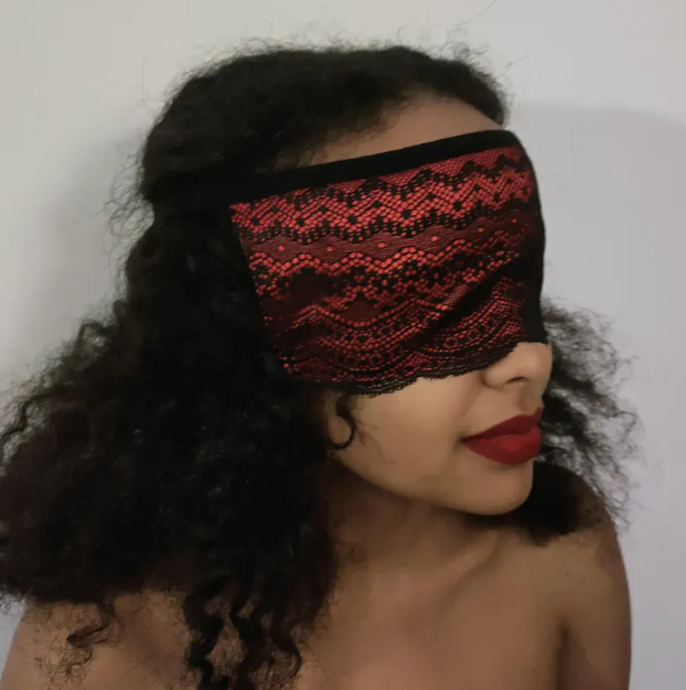 Black Lace Over Red Satin Blindfold 220