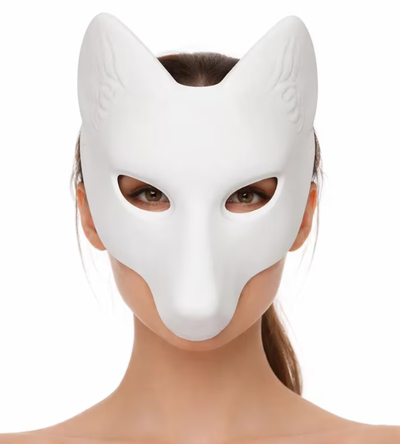 Black And Red Japanese Kitsune Fox Mask 223