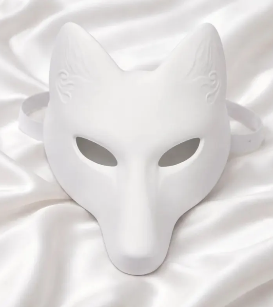 Black And Red Japanese Kitsune Fox Mask 223