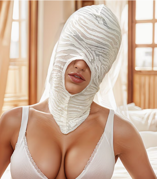 White Textured Sheer Full-Face Hood 225
