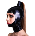 Black Latex Hood with Ponytail Holder 226