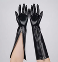 Black Latex Long Gloves with Zippers